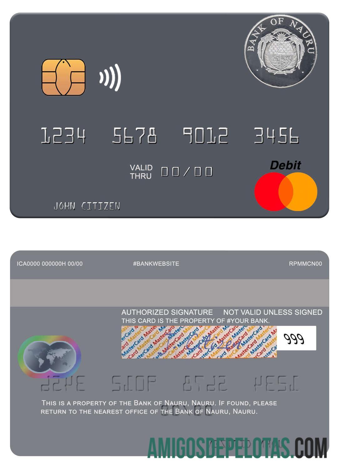 Nauru Bank Of Nauru Mastercard real example